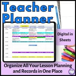 Image of a spreadsheet that is a Teacher Planner.