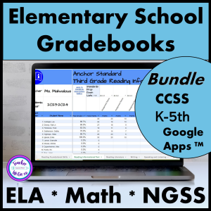 Cover for a bundle of digital gradebooks for K-5th grades.